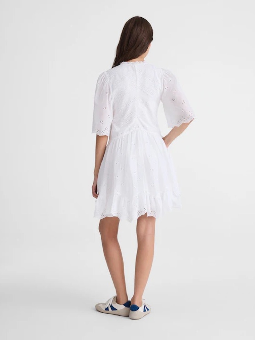 Madewell Eyelet Flutter Sleeve Mini Dress in Cotton - Picture 10 of 13